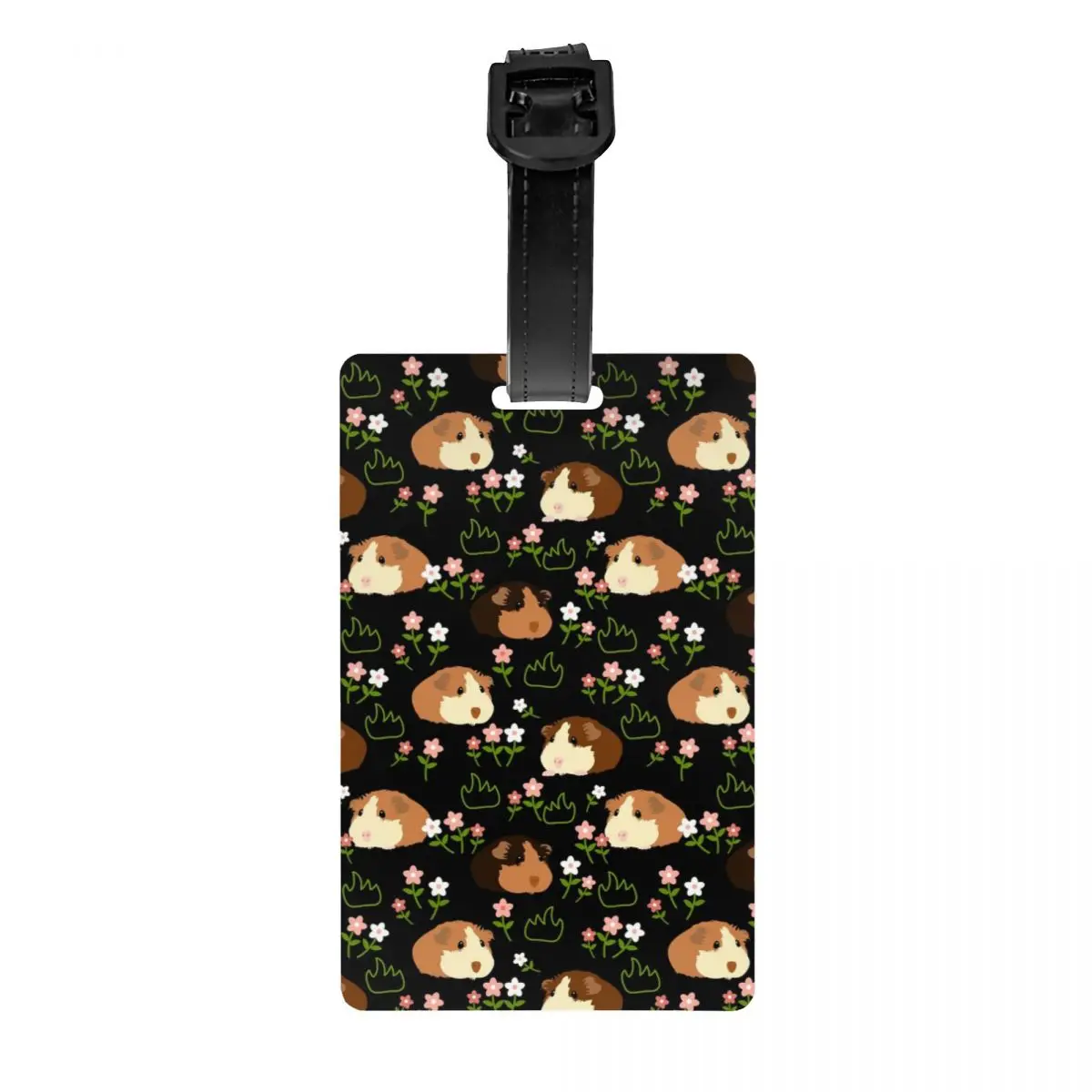 

Custom Guinea Pig And Flowers Luggage Tags for Suitcases Animal Privacy Cover ID Label