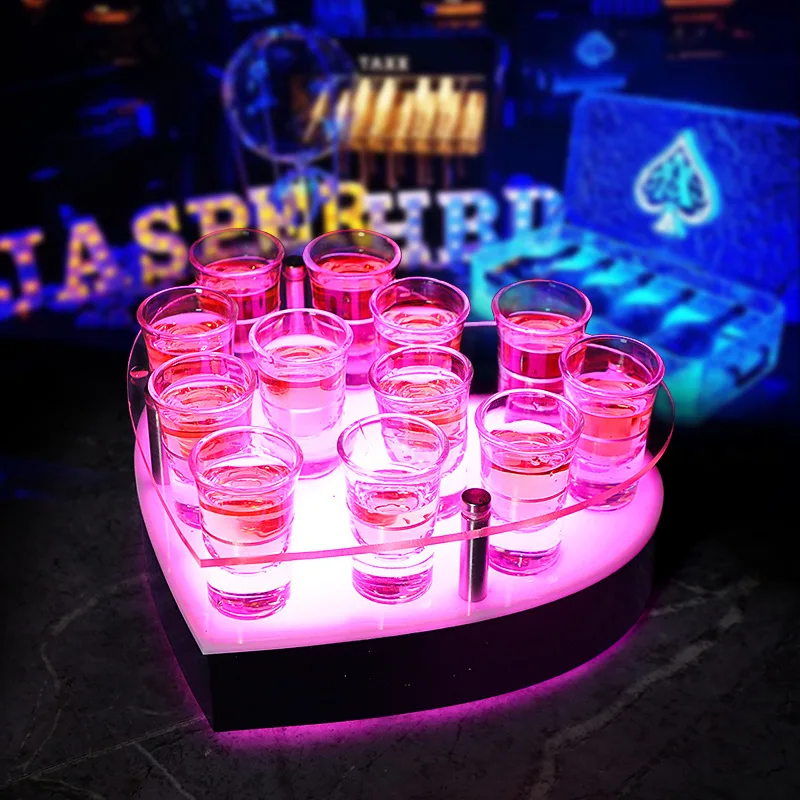 

Светодиодный светящийся акриловый подстаканник в форме сердца, бар KTV, специальный подстаканник в форме пули, одна чашка, ведро для коктейля, винная стойка