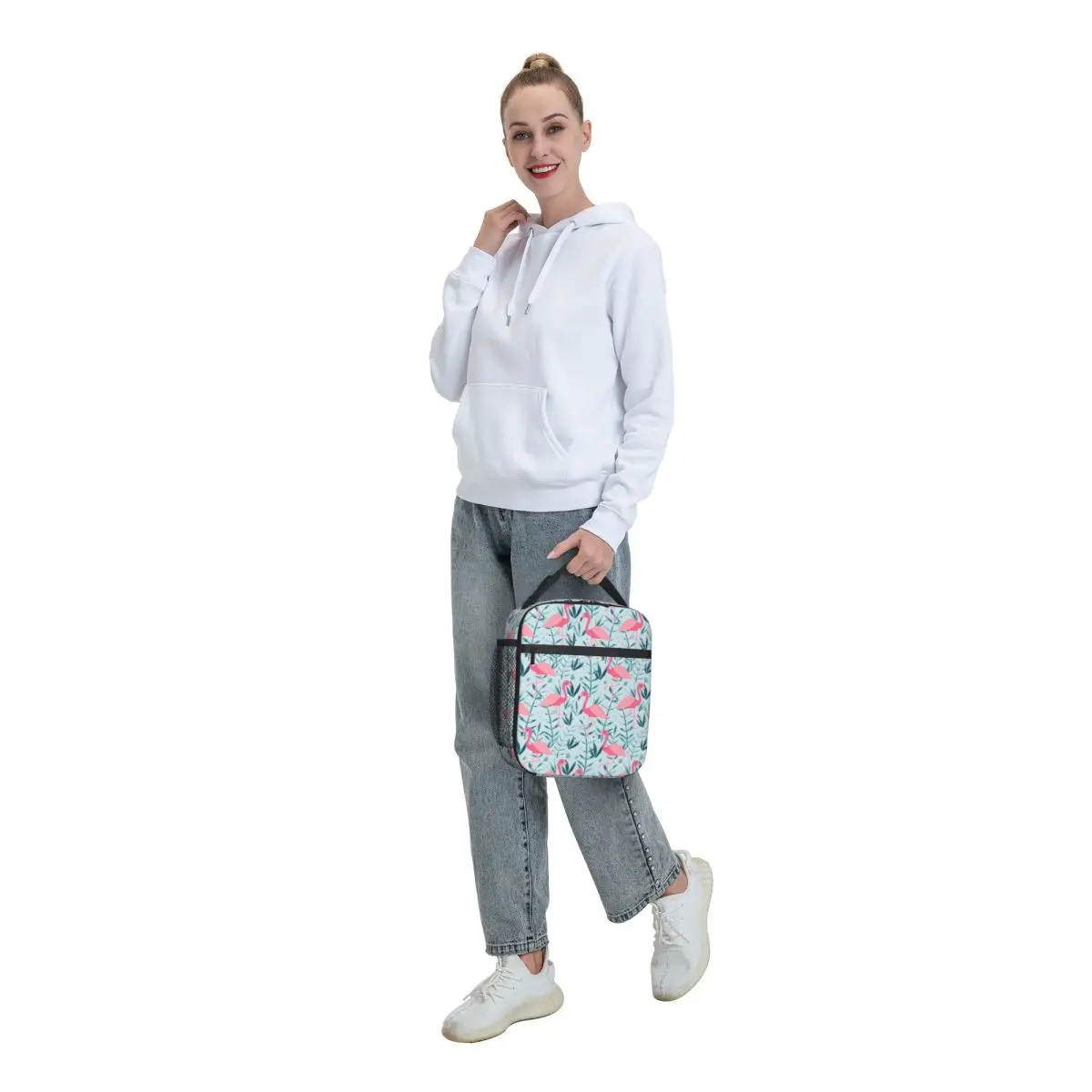 Flamingo Bird Flowers Insulated Lunch Bag for Work School Leakproof Cooler Thermal Bento Box Women Kids