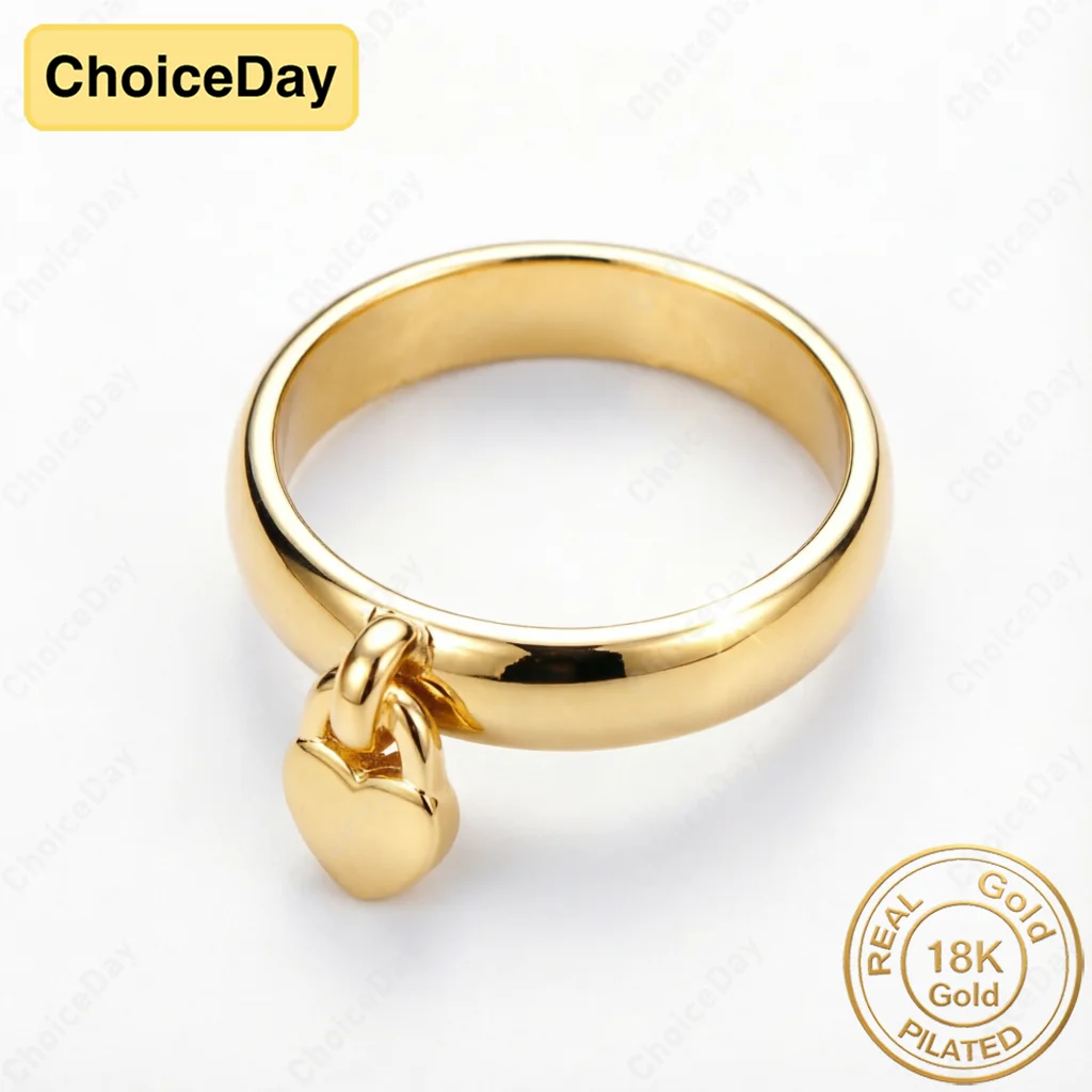 18K Gold Plated Exquisite Love Lock Ring Ring Women's Fashion Engagement Party Gift Jewelry Accessories