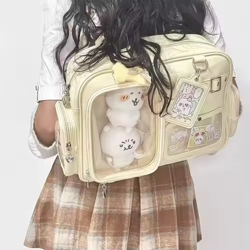 Japanese Tote Bag Fashion Concert Shoulder Bag Student Backpack Transparent Multi-pocket Messenger Bag Zipper Storage Pain Bag - Image 5