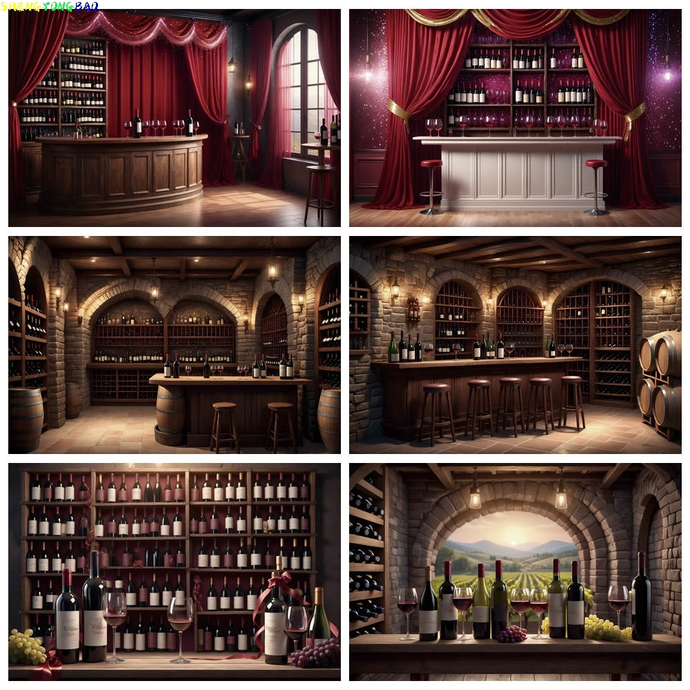 

Фон для фотосъемки с вином на день, винтажный бар, погреб, полка, декор для вечеринки, фон для занавески, лента, блестящая фотосессия