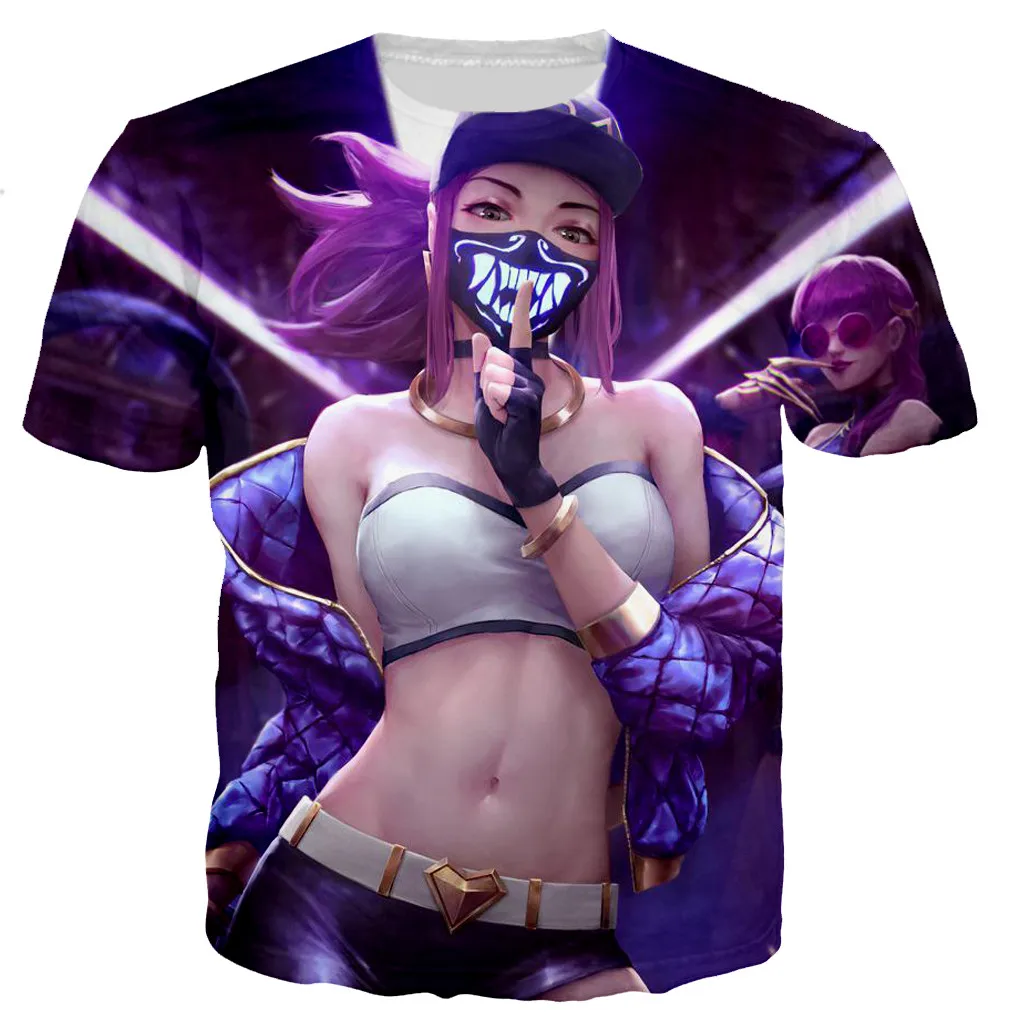 3D League of Legends KDA Printed T-shirt Men\'s Women\'s Fashion Casual Youth Fitness Apparel Sweatshirt Street Hip Hop TopS