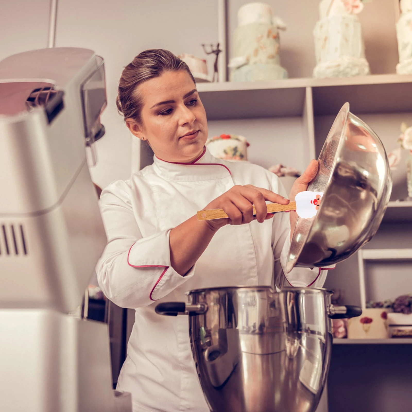 

2pcs Cream Scraper Christmas Design Silicone Baking Tool For Cake Pastry Kitchen Use Butter Spatula Baking Supply Handled