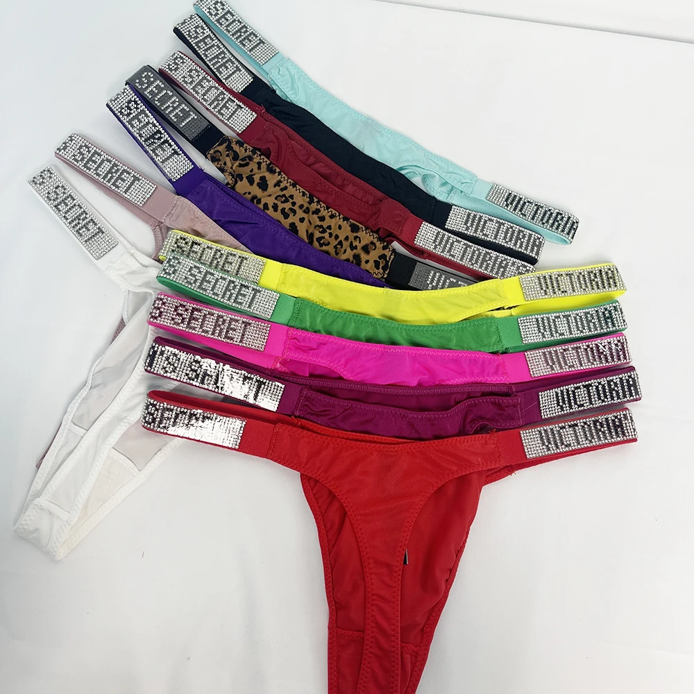 2024 Classic Women's Sexy Underwear Antibacterial No Show Fashionable Soft with Rhinestones Breathable Panties Women's Underwear