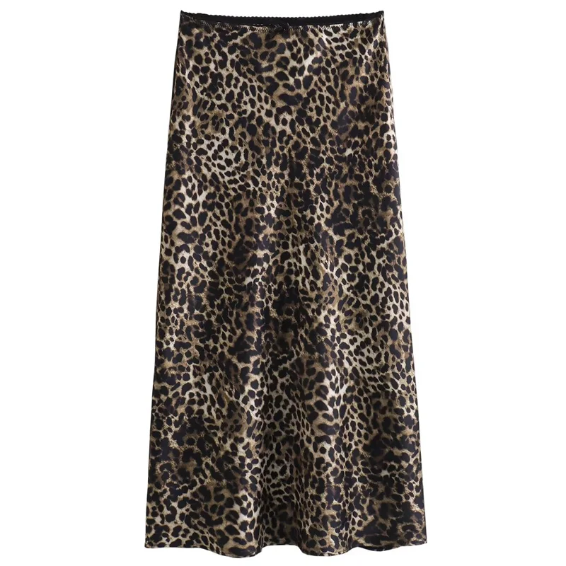 

Юбка Женская атласная с бантом и леопардовым принтом, с завышенной талией