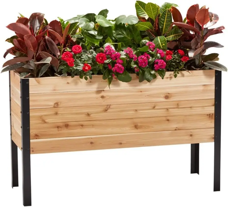 

100% Canadian Cedar Wood Elevated Garden Bed for Gardening - Planter Pot to Grow Herbs Flowers, and Vegetables at Home Indoor