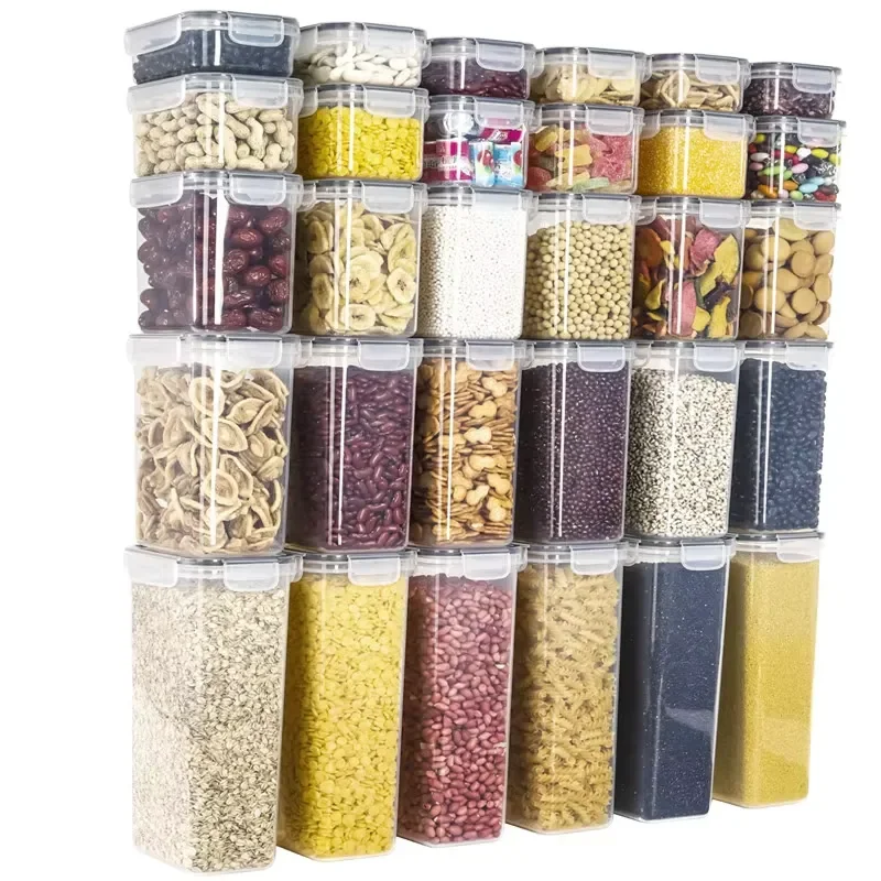 15-Piece Square Modern Food Storage Tank Set Sealed Plastic Container Environmentally Friendly and Durable Perspective