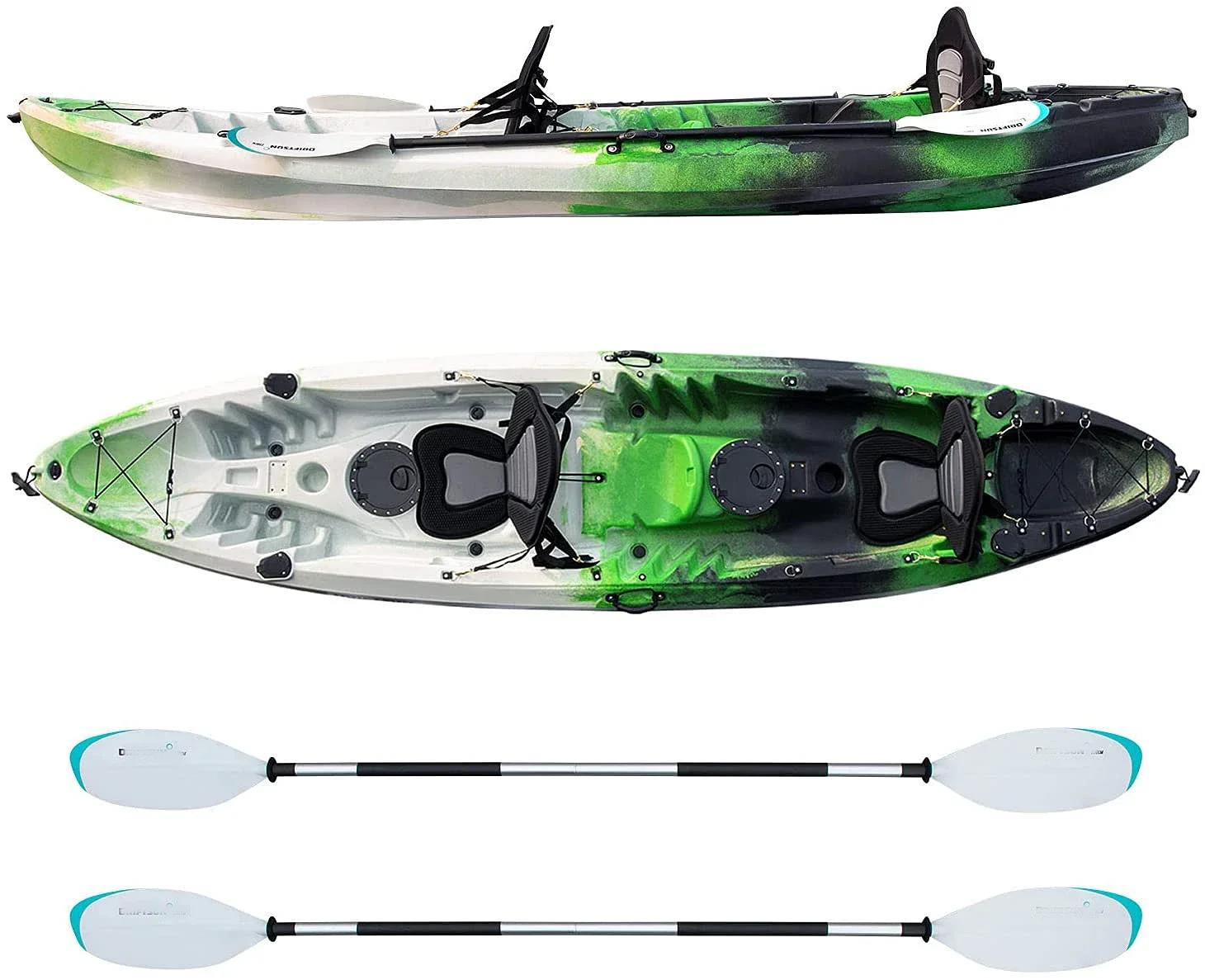 

12 Feet Lightweight And Stable 2+1 Sit-on-top Fishing Kayak Kayak 2 Person Kayak Perfect For Fishing