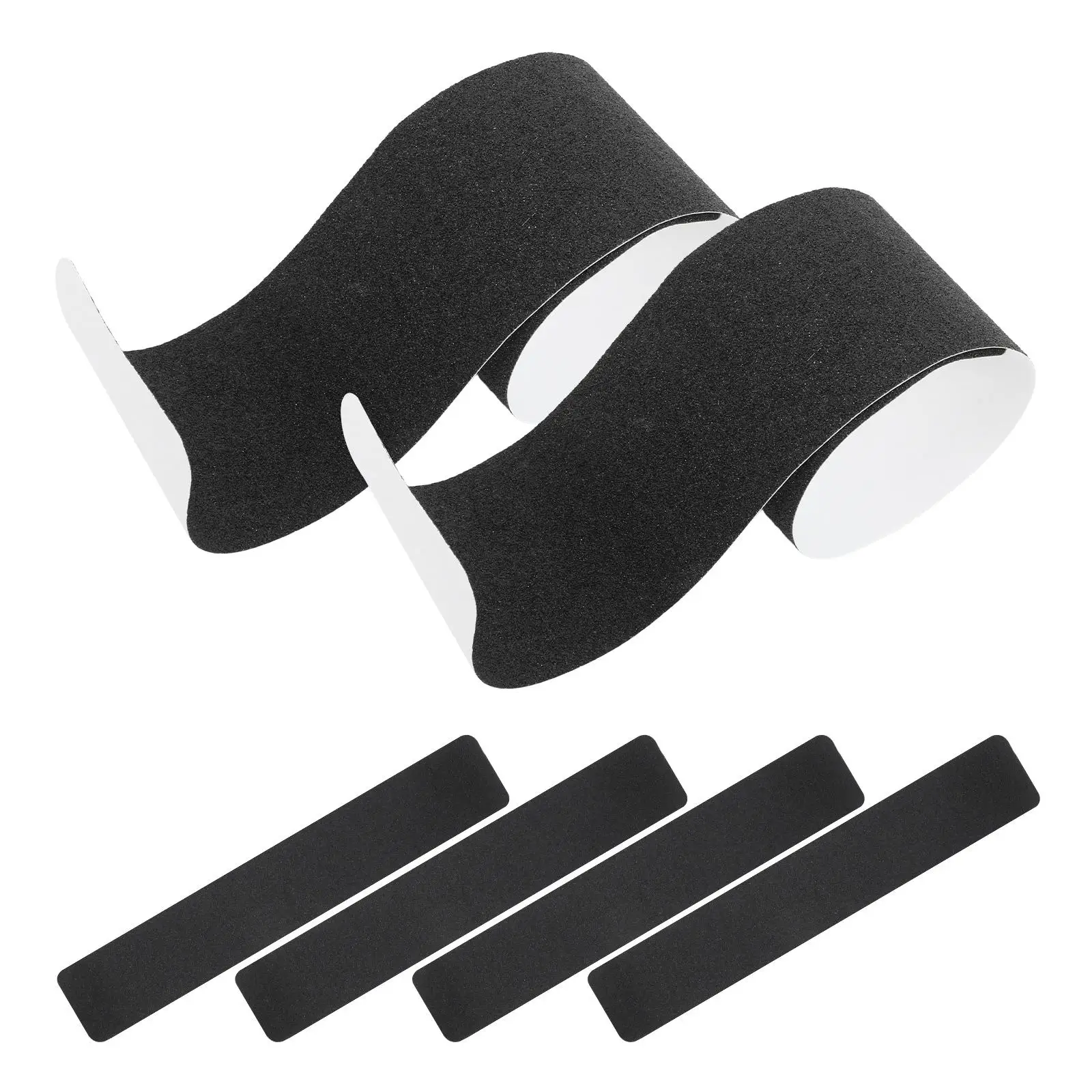 

6 Pcs Non Tape Stickers Black Antislip Stair Treads Adhesive Grip PVC For Bathtubs Bathrooms Stairs Textured