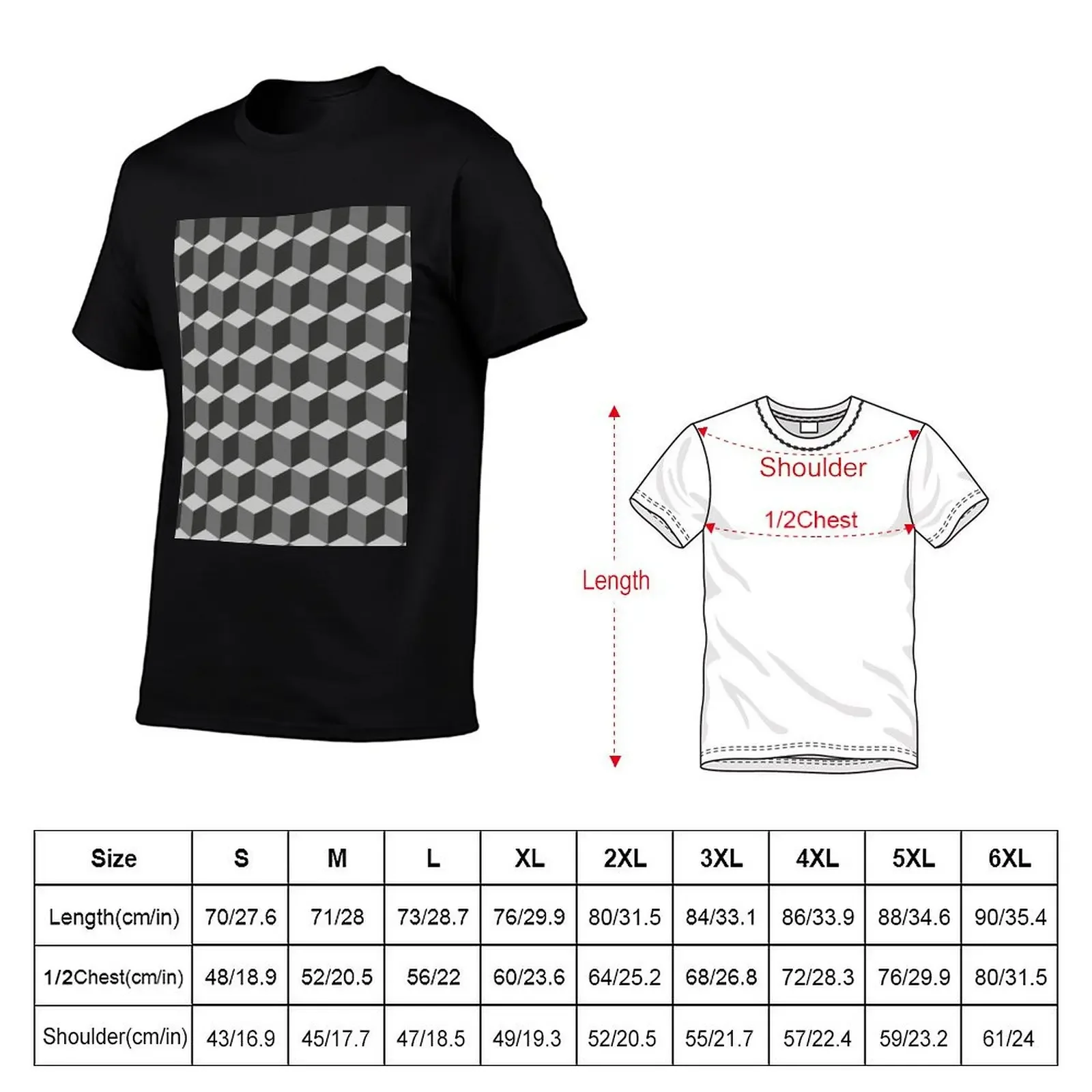 MC Escher cubes T-Shirt cotton graphic tees tees plus size men clothing