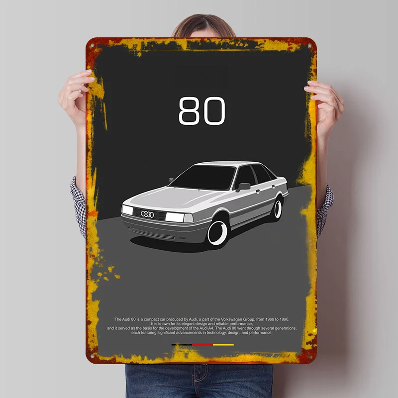 

Металлическая винтажная табличка с изображением немецкого автомобиля 80 B3, настенный декор, ретро-постер для фанатов, украшение для комнаты, аксессуары для дома