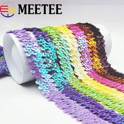 2/5/10Y 20mm Sequins Lace Ribbon Tapes Latin Trims Band Webbing Stretch Fabric Dance Dress Paillette DIY Sewing Accessories