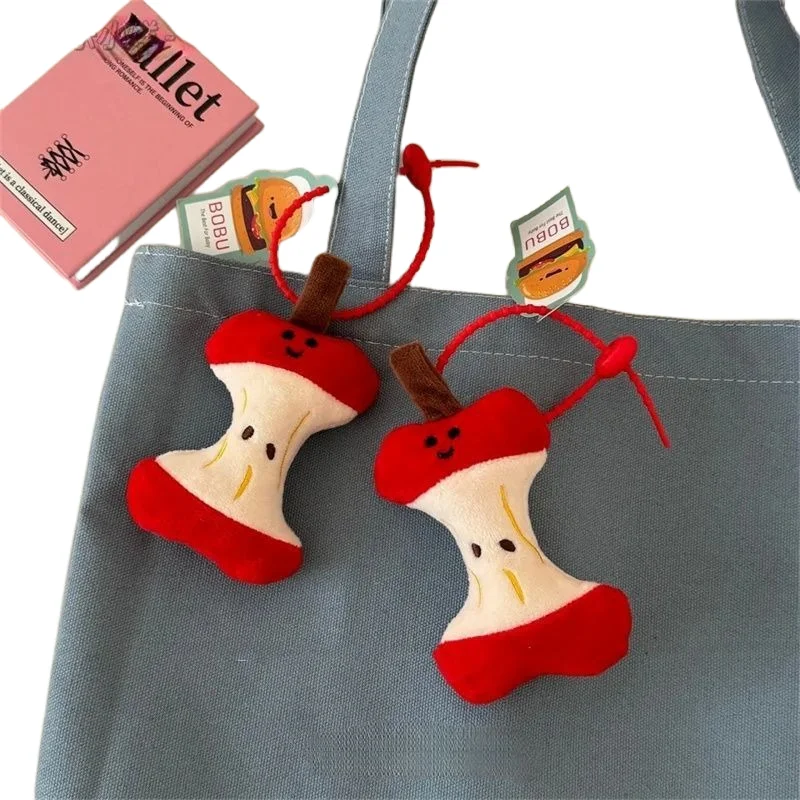 Neuer roter Kawaii Plüsch-Schlüsselanhänger Apple Core Puppe Anhänger Handtasche Charms Cartoon Schlüsselanhänger für Apple Core Schlüsselanhänger Geburtstagsgeschenke – Detail 1