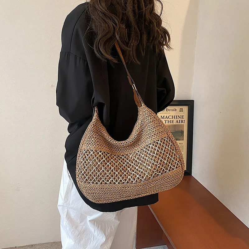 

Ladies Summer Beach Vacation Crossbody Bags Female Large Capacity Woven Bag Women Casual Versatile Single Shoulder Handbags New