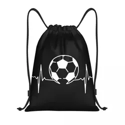 My Heart Beats For Soccer Drawstring Backpack Sports Gym Bag for Men Women Training Sackpack