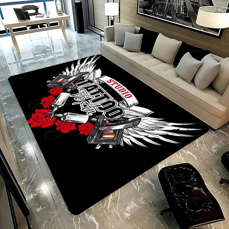 3D HD Tattoo Studio Carpet, Living Room and Bedroom Household Items,Children's Room Sofa Mats, Doormat Floor Anti-slip Rug, Gift