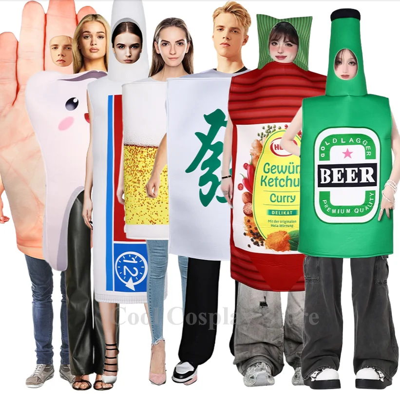 

2025 Halloween Party Sponge Costume for Adult Men Women Funny Mural Costume Cosplay Stage Performance Jumpsuit