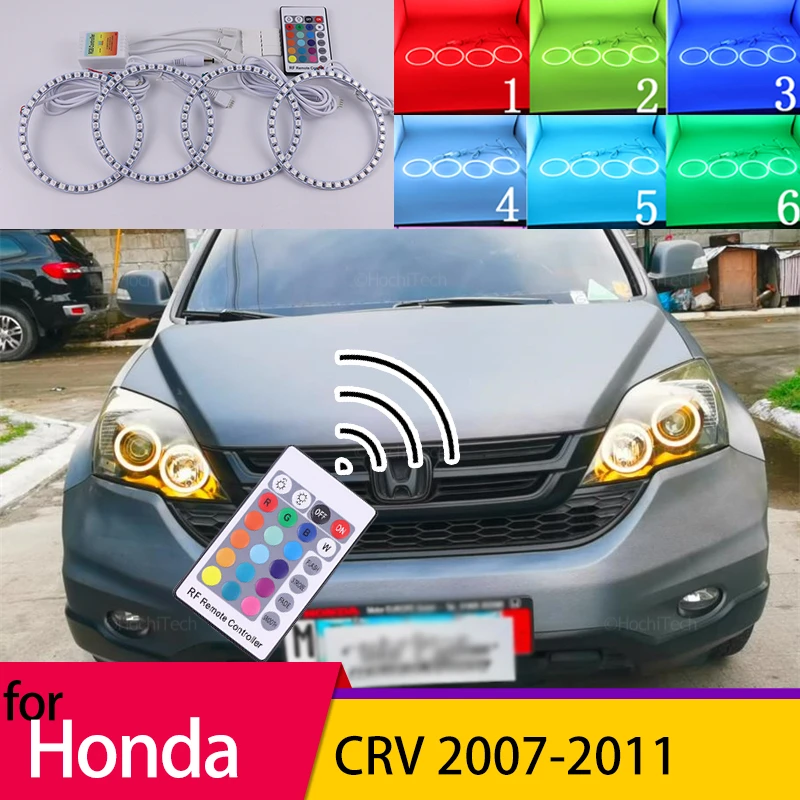 

RGB multi-color Remote Control Halo Ring Angel Eyes LED Headlight Light Rings for HONDA CR-V CRV 2007 - 2011 Accessories