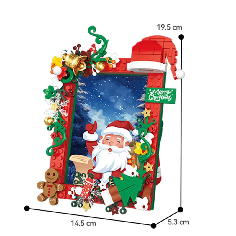 الإبداع قرية الشتاء عيد الميلاد سانتا كلوز نموذج اللبنات الطوب لعب الاطفال هدية الكريسماس