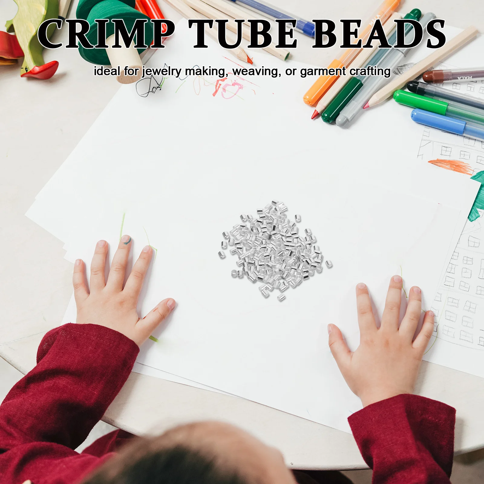 500 قطعة النحاس تجعيد أنبوب الخرز DIY بها بنفسك صنع المجوهرات سوار نهاية قبعات الحبل نهاية أنبوب اكسسوارات تجعيد الخرز لصنع المجوهرات