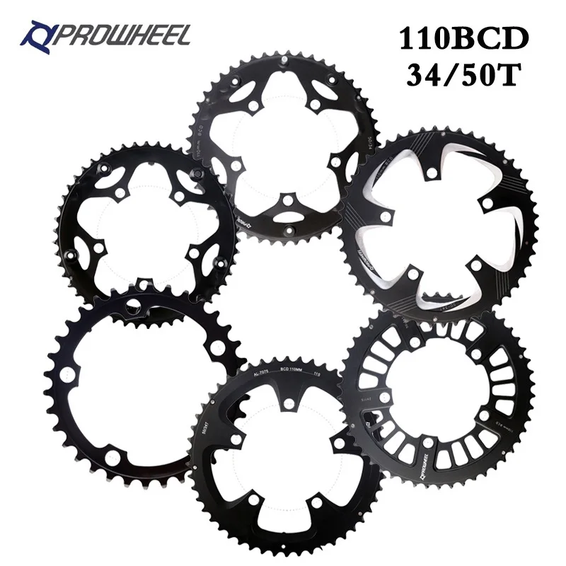 PROWHEEL 110BCD 130BCD Road Bike Chainring 34T/50T 39T/53T Bicycle Chainwheel 9/10/11 Speed Bicycle Chain Ring Bike Accessories