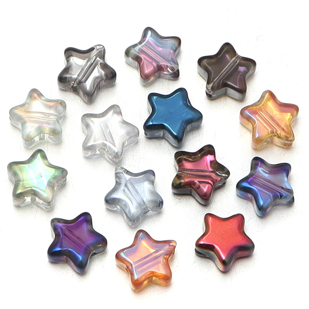 30 Stück/Lot 8mm AB-Farbige Fünfzackige Stern-Glasperlen Lose Abstandhalter-Charms Perlen für Schmuckherstellung DIY Armband Halskette Zubehör