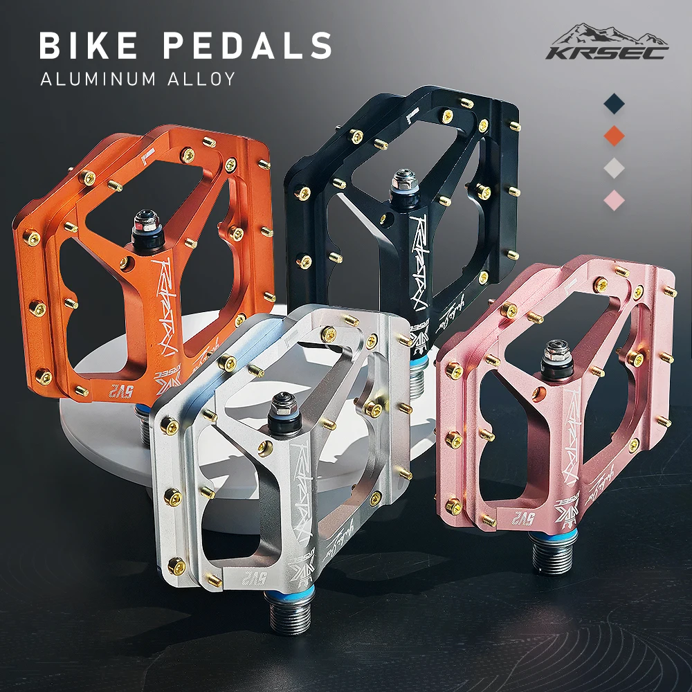 KRSEC Fahrradpedale aus CNC-Aluminiumlegierung, Rutschfest mit DU-Lagern, für MTB und Rennrad, Breite Pedale, Professionelles Fahrradzubehör – Detail 1