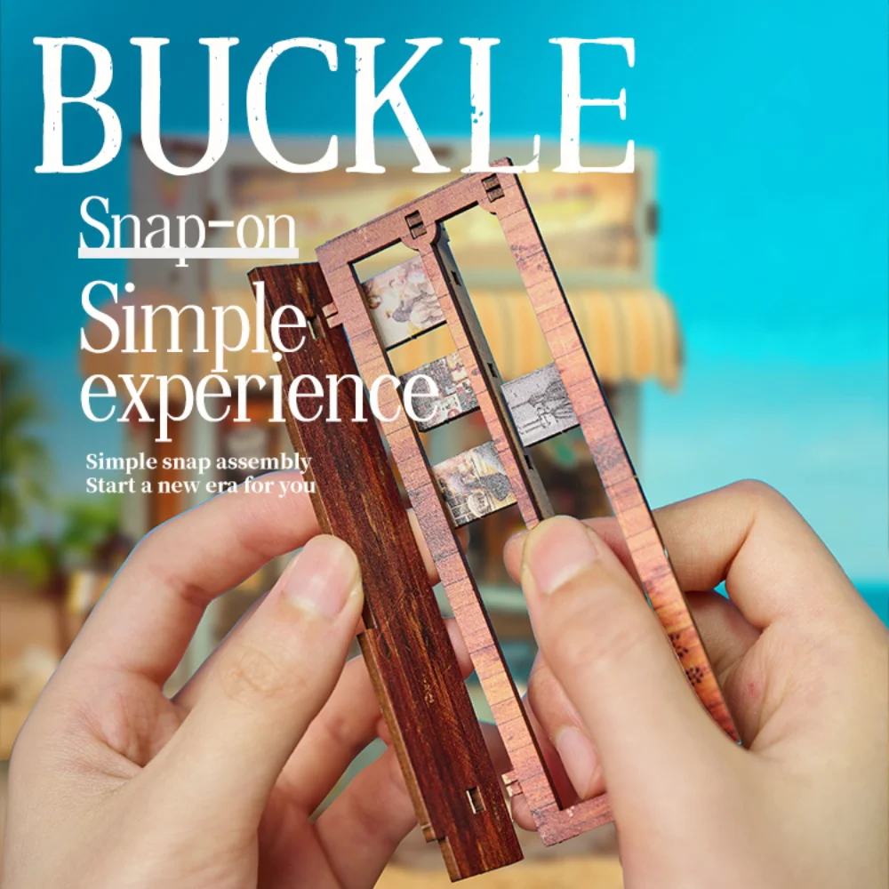 DIY Book Nook Kit Miniature Wooden Doll House with Lights Bookshelf Insert 3D Puzzle Decor Model Wooden Dollhouse for Kids Gift