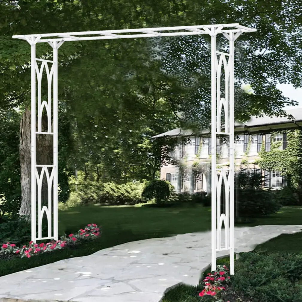 Stereoscopic White Garden Arch Arbor, Super Strong Metal Wedding Arch Decor, Outdoor Pergola Trellis