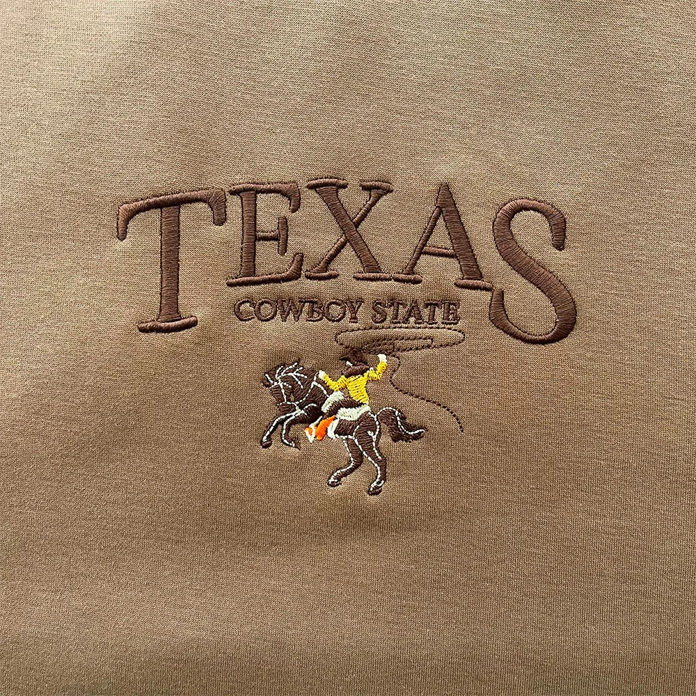 Texas Cowboy State bestickte Vintage Pullover Herbst Langarm dicke warme Fleece Frauen Sweatshirts Rundhals ausschnitt Pullover