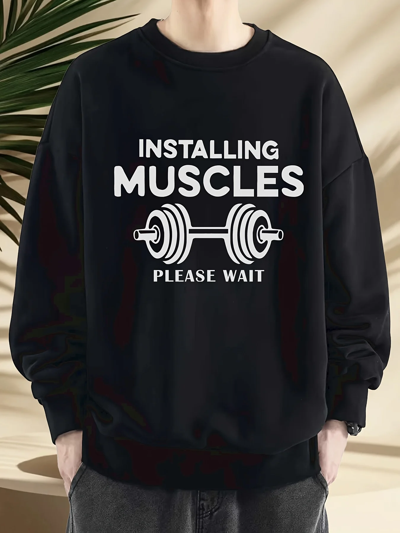 

Barbell Graphic Printing Autumn and Winter Men's and Women's Sweatshirts Casual Loose Outdoor Street Sports Training Brand