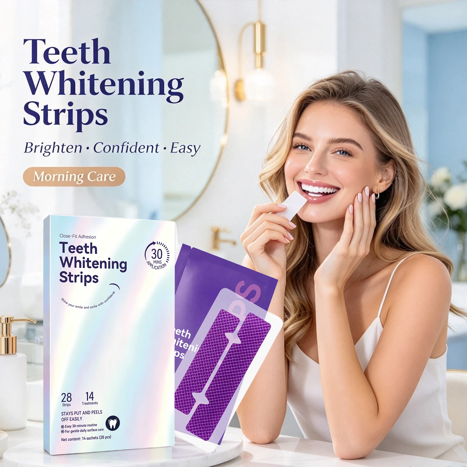 Purple Teeth Whitening Strips Protect The Teeth Whiten Yellow Teeth Remove Tea Stains Long Last Fresh Scent Portable Easy To Use
