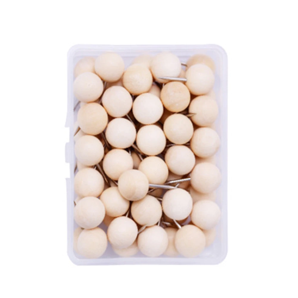 1box School Binding Supplies With Organizing Container Decorative Photo Wall Home Wooden Thumbtack Office Push Pin Craft Drawing