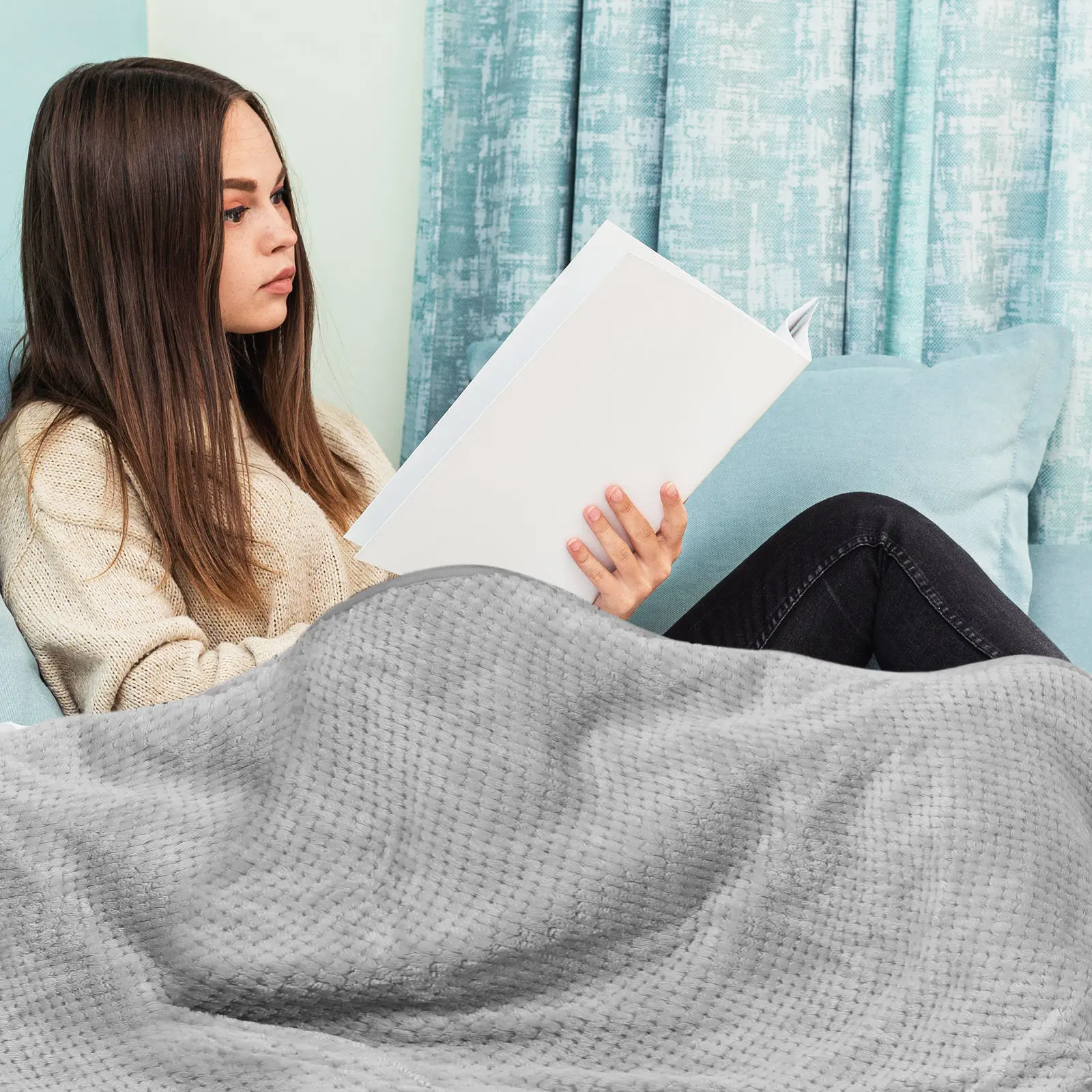 

Electric Heated Blanket Single Gray Flannel 150x80cm Fast Heating 9 Heat Levels Office Bedroom Winter Throw Lap Pad Eu Plug