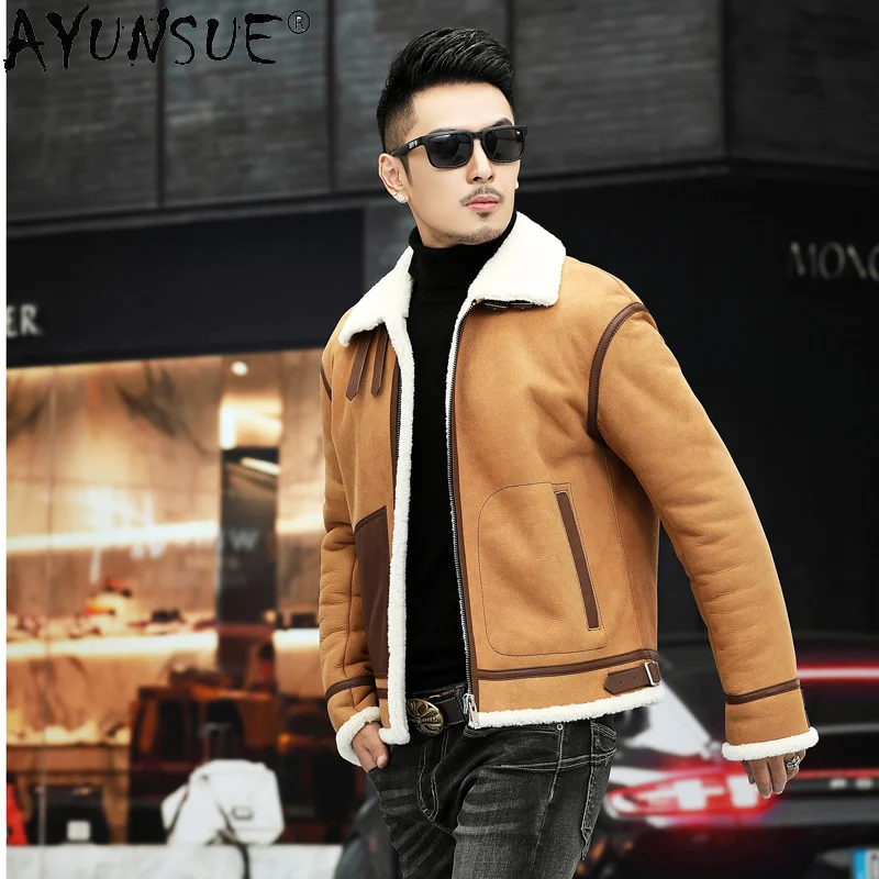 Winter Men's Natural Fur Coat Fashion Motorcycle Jacket 2021 New Genuine Leather Warm Men Clothing Chaquetas Hombre WPY