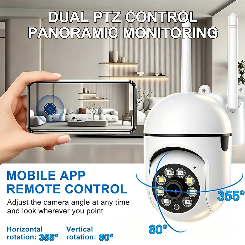 Indoor And Outdoor Remote Night Vision Camera, Smart Home 2.4G WIFI Monitoring Camera, 355 Degree Intercom Home Security Cam