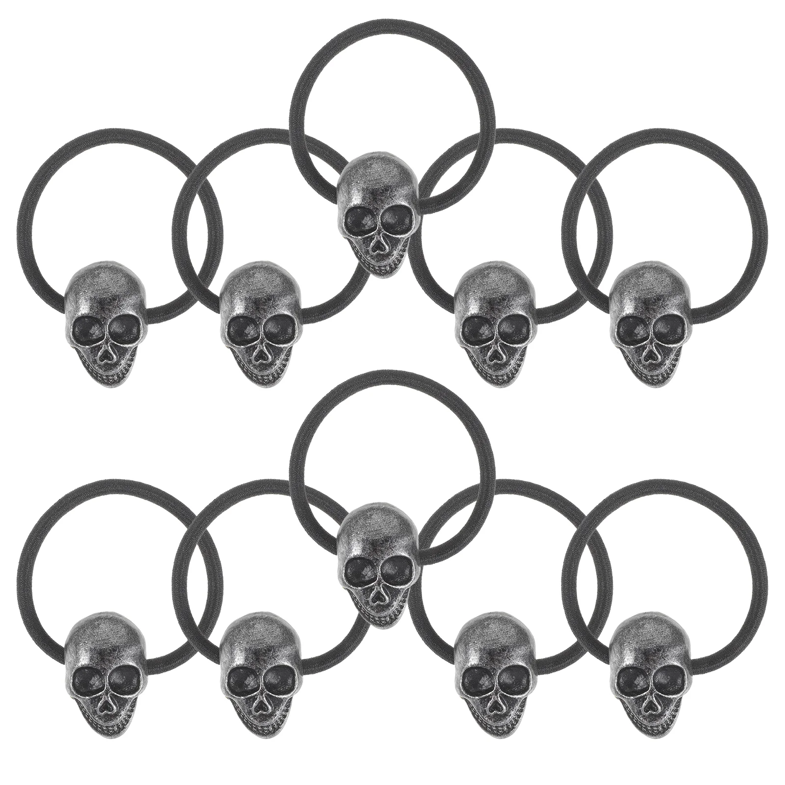 10 Pcs Skull Hair Ring Rings Elastic Ponytail Holders Ties Head Punk for Girls Gothic Headdress Accessories