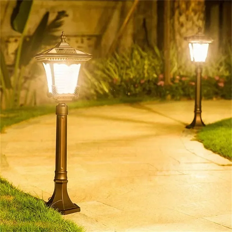 ASHER Classical Outdoor Solar Lawn Lamp Light Waterproof Home for Villa Garden Decoration