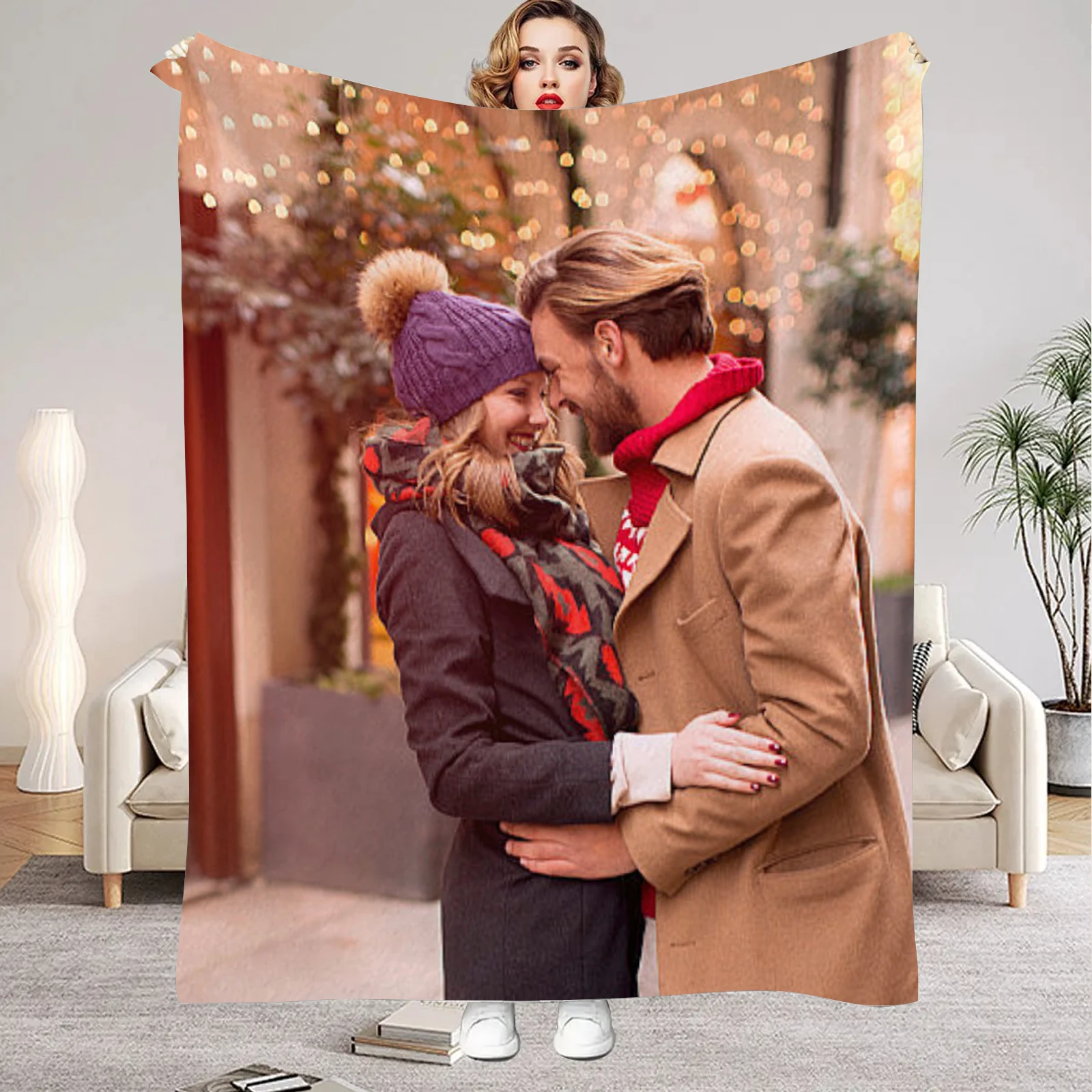 1 Stück individuelle Decke mit Ihrem Foto, Familienbild, bedruckt, gemütliche Flanelldecke, Wohnzimmer, Schlafzimmer, Dekoration, individuell als Geburtstagsgeschenk