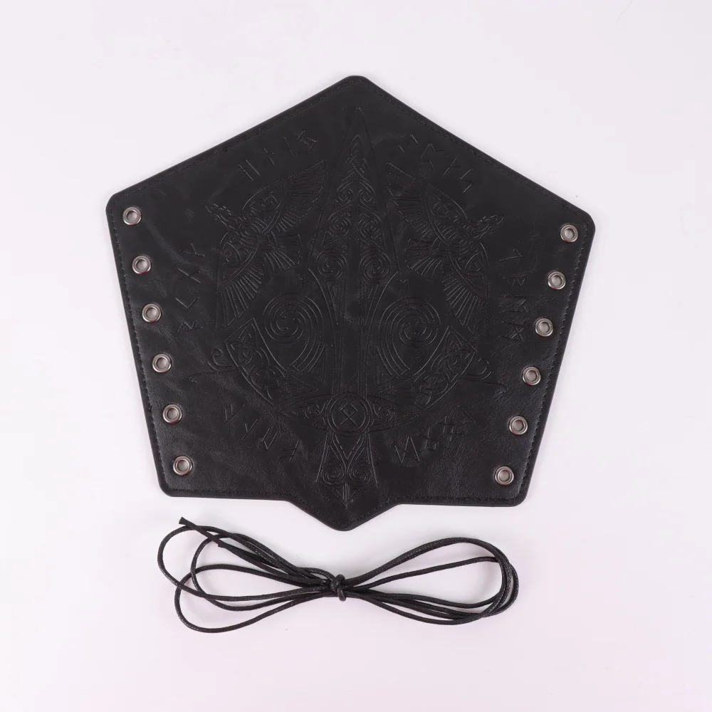 Medieval Wrist Guard with Smooth Rivets, PU Leather Knight Stage Role-Playing Archery Prop, Men's Vintage Punk Arm Armor Costume