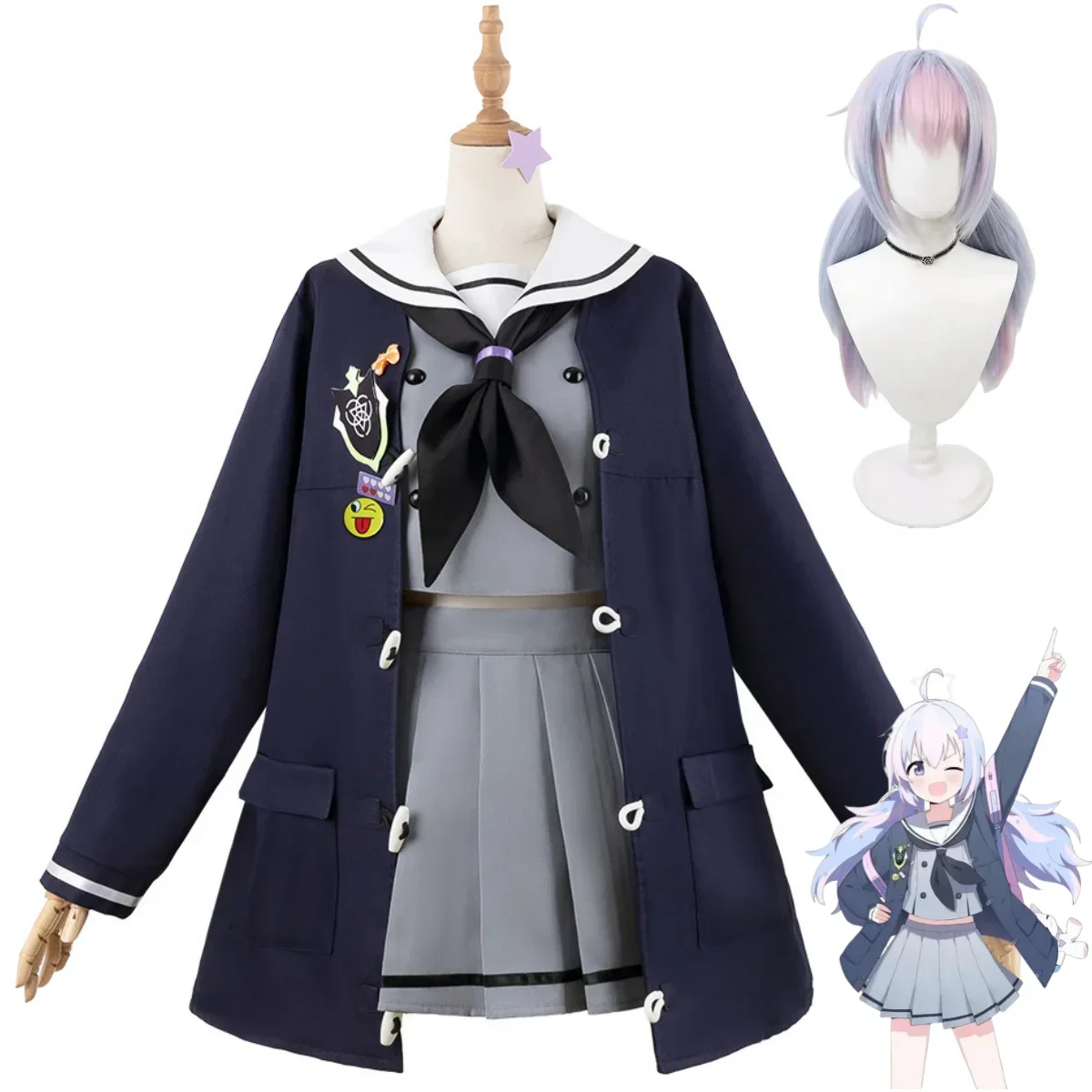 

Game Blue Archive Uzawa Reisa Cosplay Costume Wig Japan South Korea JK School Uniforms Skirt Woman Lovely Campus Sailor Suit