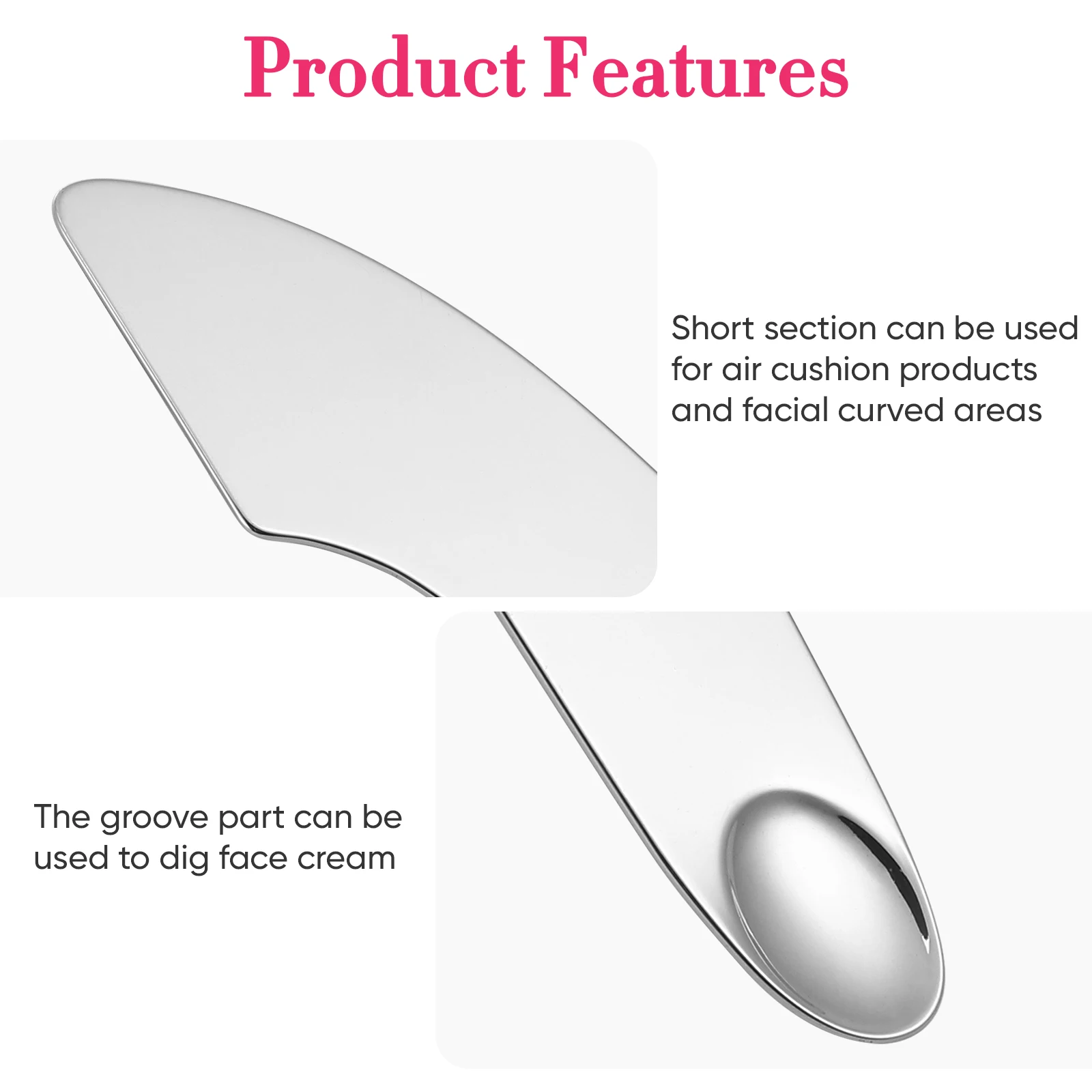 Stainless Steel Spatula for Makeup Mixing Foundation Blush Eye Shadow Lip Color Metal Beauty Tool Resists Breakage