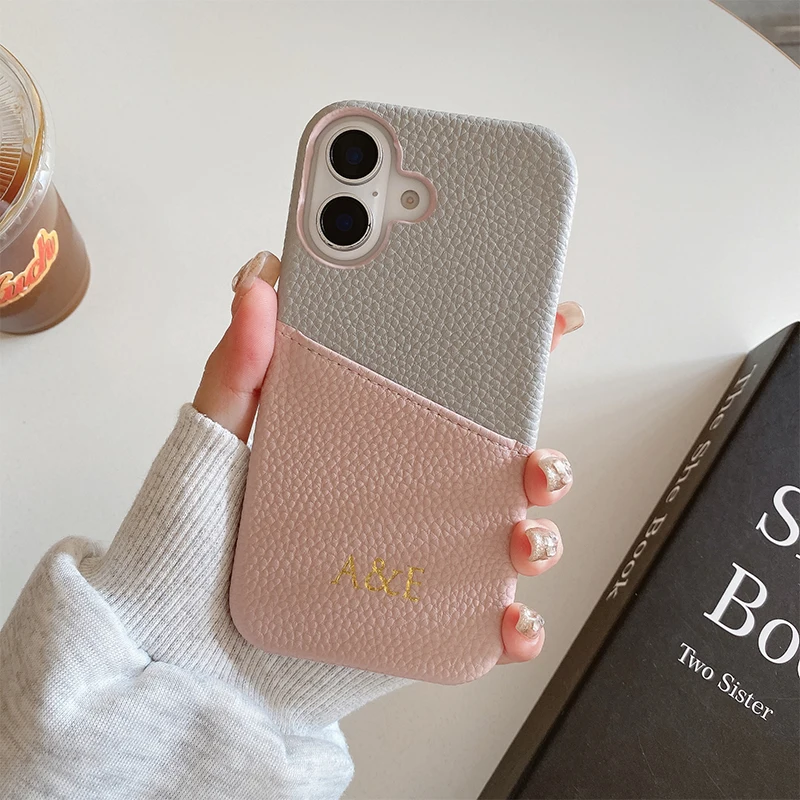 

Персонализированный кожаный чехол для телефона с первоначальным именем для iPhone 17, 12, 13, 14, 15, 16 Pro max 16 Plus, прочный мягкий чехол