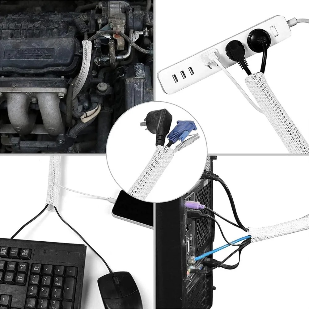 3Meter PET Cable Tidy Sleeve High Quality Expandable Cuttable Size Cable Protecter Self Closing Insulated Wrap