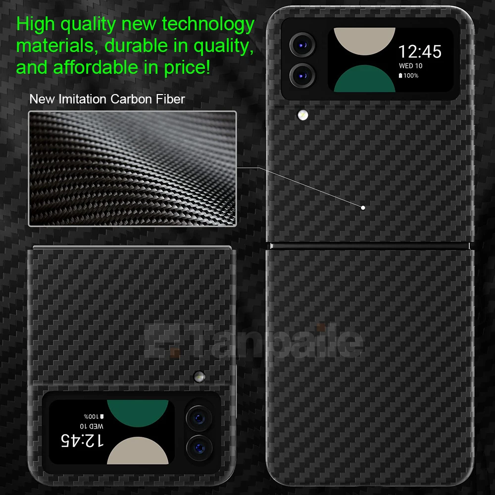 Tanpaile Carbon Fiber Texture case for Samsung Z flip3 flip4 case Soft Touch Carbon Shockproof Slim Casing funda