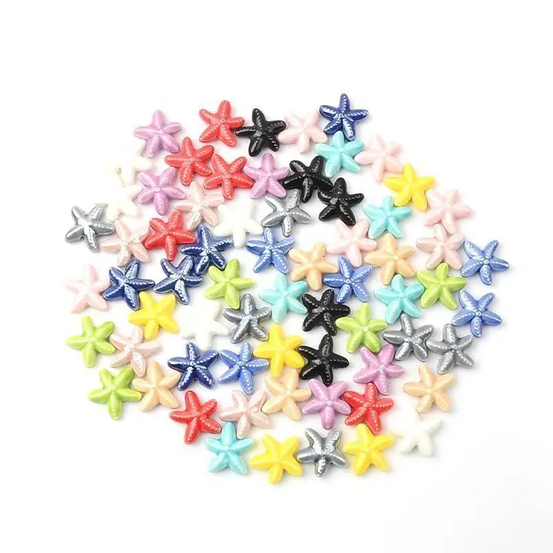 12PCS Colorful Starfish Flat Bottom Ceramic Beads with Perforated Beads Handmade DIY Accessories Necklace Bracelet Accessories