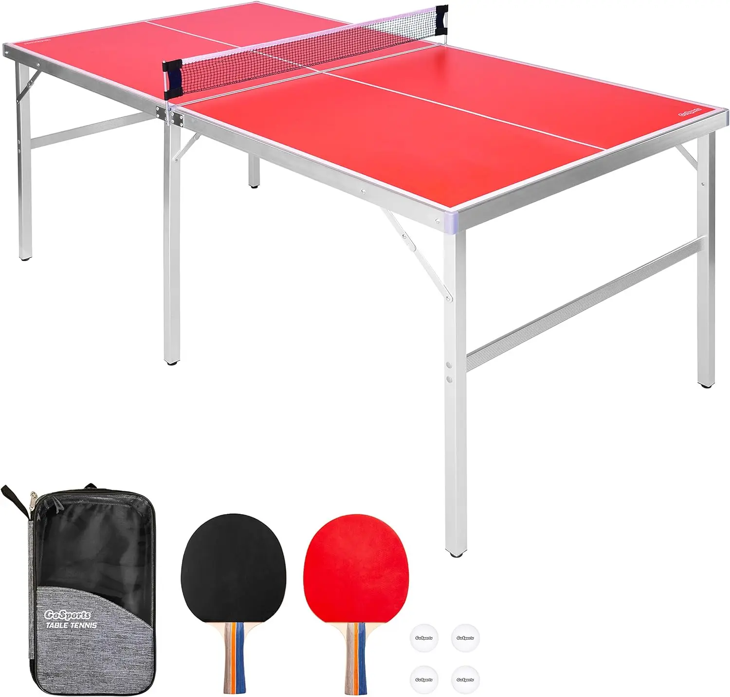 

Mid-Size Table Tennis Game Set - Indoor/Outdoor Portable Table Tennis Game with Net, 2 Table Tennis Paddles and 4 Balls