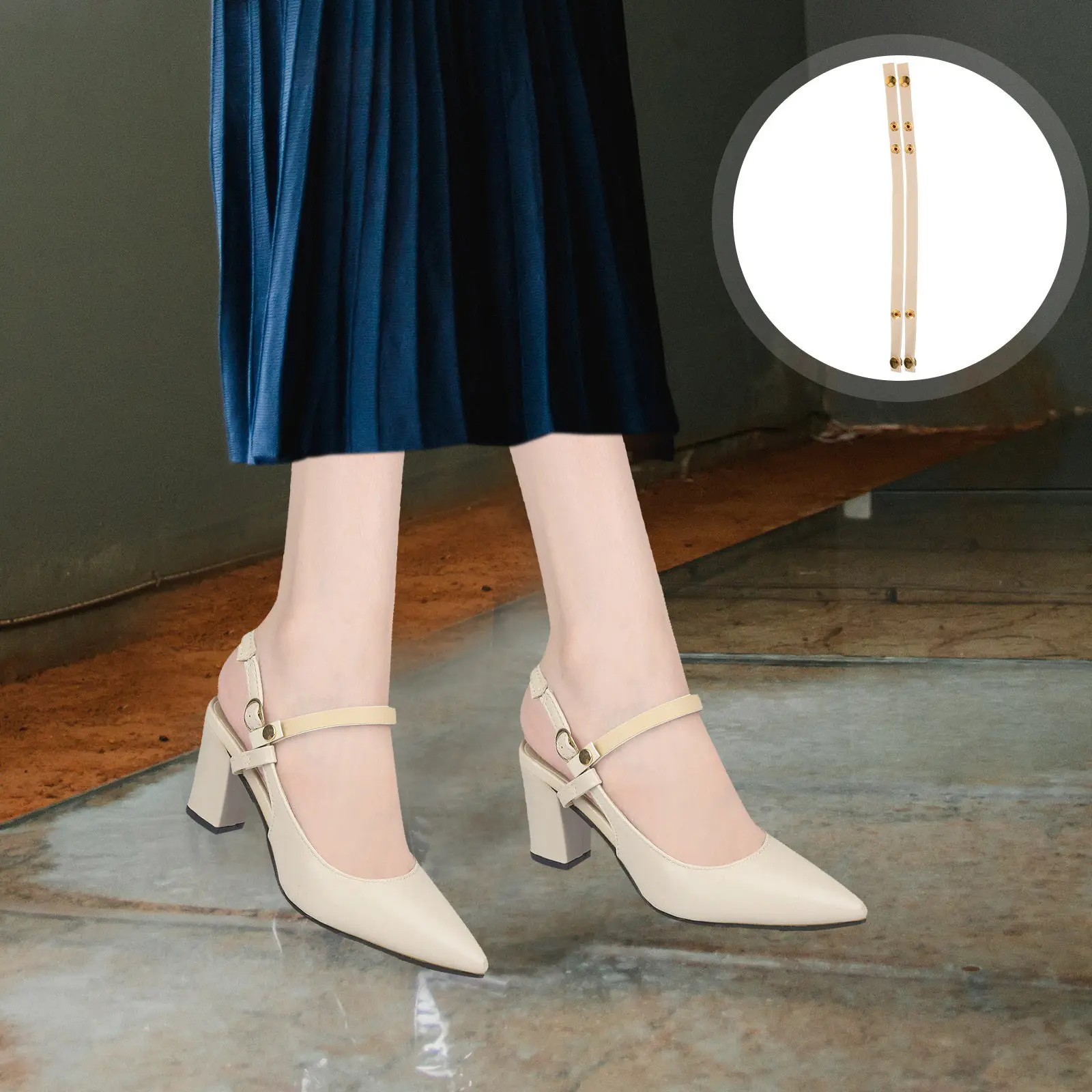 

1Pair Adjustable Snap Button Heel Straps for High Heels PU Ankle Straps with Anti-Slip Design Women Shoe Strap Extender