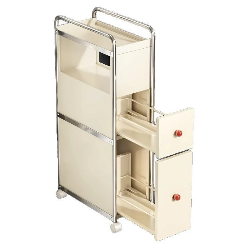 

Bathroom Cream Wind Crack Storage Cabinet Removable Toilet Shelf Drawer Toilet Locker